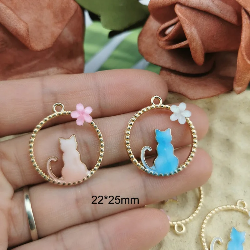 Fashion Cute Cat Sakura Key Chain Women Handbag Car Keychain Mobile Phone Rope Trinket Wedding Jewelry Girl Party Gift K80