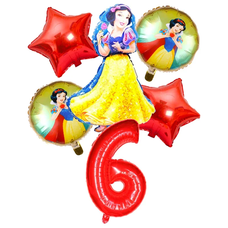 6 pz/set Disney Snow White Theme 32 pollici Red Number Balloons Girls Happy Birthday Party Decorations Baby Shower Toy Balloons