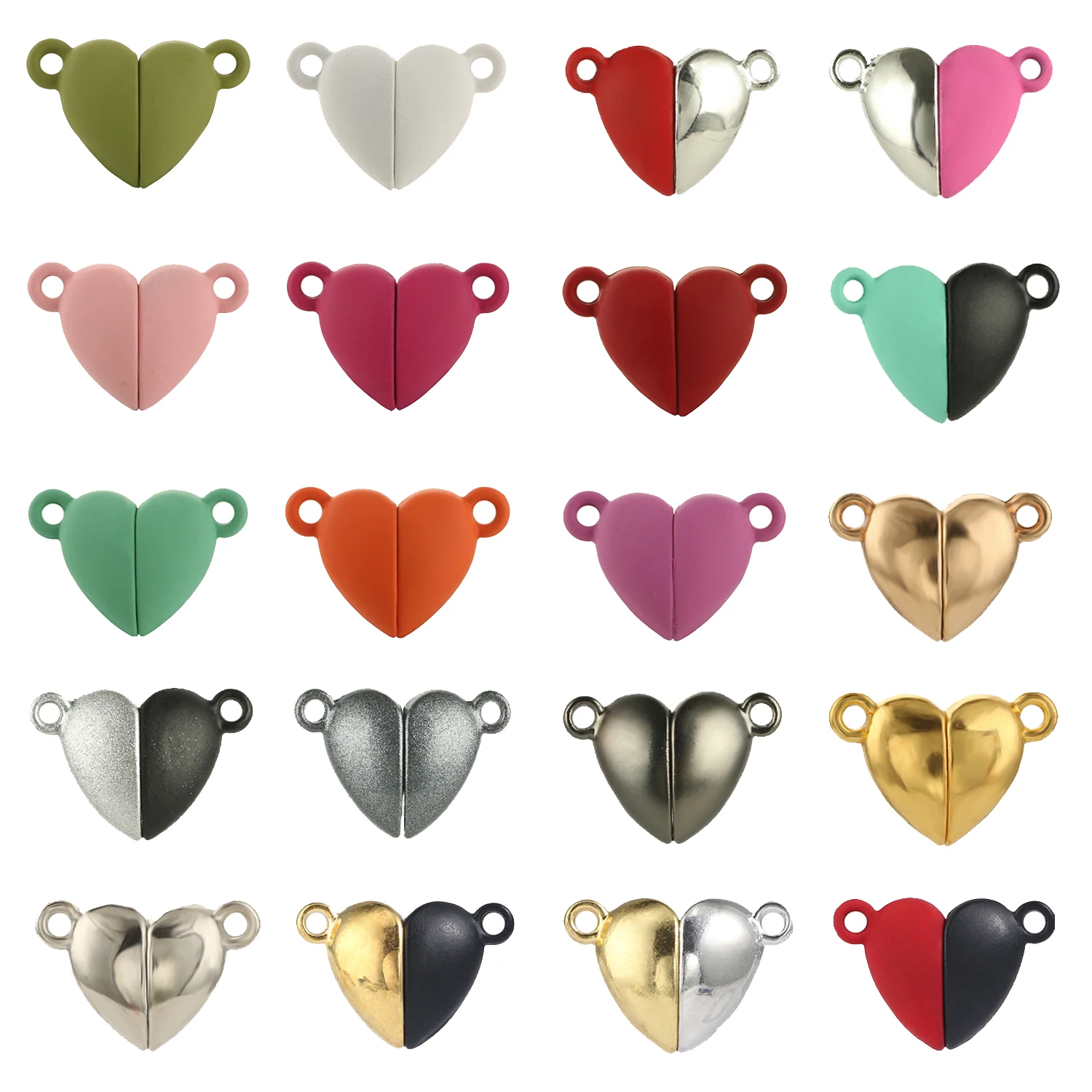 

5 Sets Love Heart Shaped Strong Magnetic Connected Clasps Beads End Caps for DIY Charms Couple Bracelet Necklace Making Jewelry