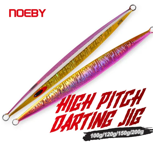 NOEBY-señuelo de pesca con plantilla de Metal, 100g, 120g, 150g, 200g, Jigging de tono alto, plantillas para dardos, aguja deslizante, cebo duro para Señuelos de Pesca de Mar