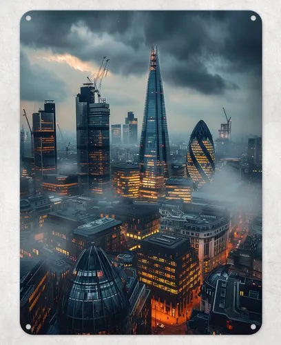 London Skyline Metal Poster Wall Tin Sign Man Cave Shed Home Plaque --Tin Sign