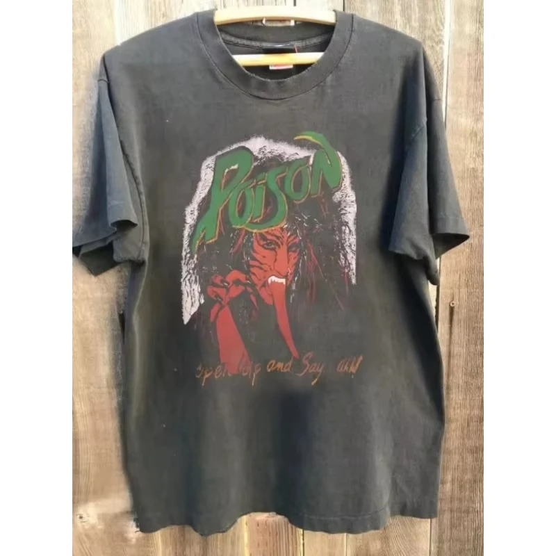 Rare Charcoal Cotton Shirt Pattern T-shirt  Summer Men's and Women's Loose and Breathable T-shirt Top