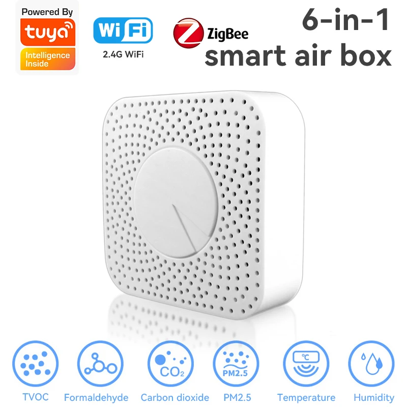 Tuya WIFI Zigbee Smart Air Butler CO2 Air Quality Monitor VOC PM2.5 Gas Detector Automation Household Temperatur Humidity Sensor