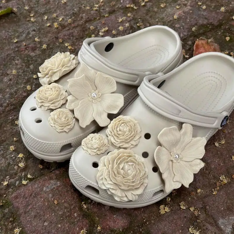 

White Bouquet Hole Shoes Shoes Charms Buckle Set 3D Flower Shoes Accessories Bone White Classic Bouquet DIY Shoe Decorations