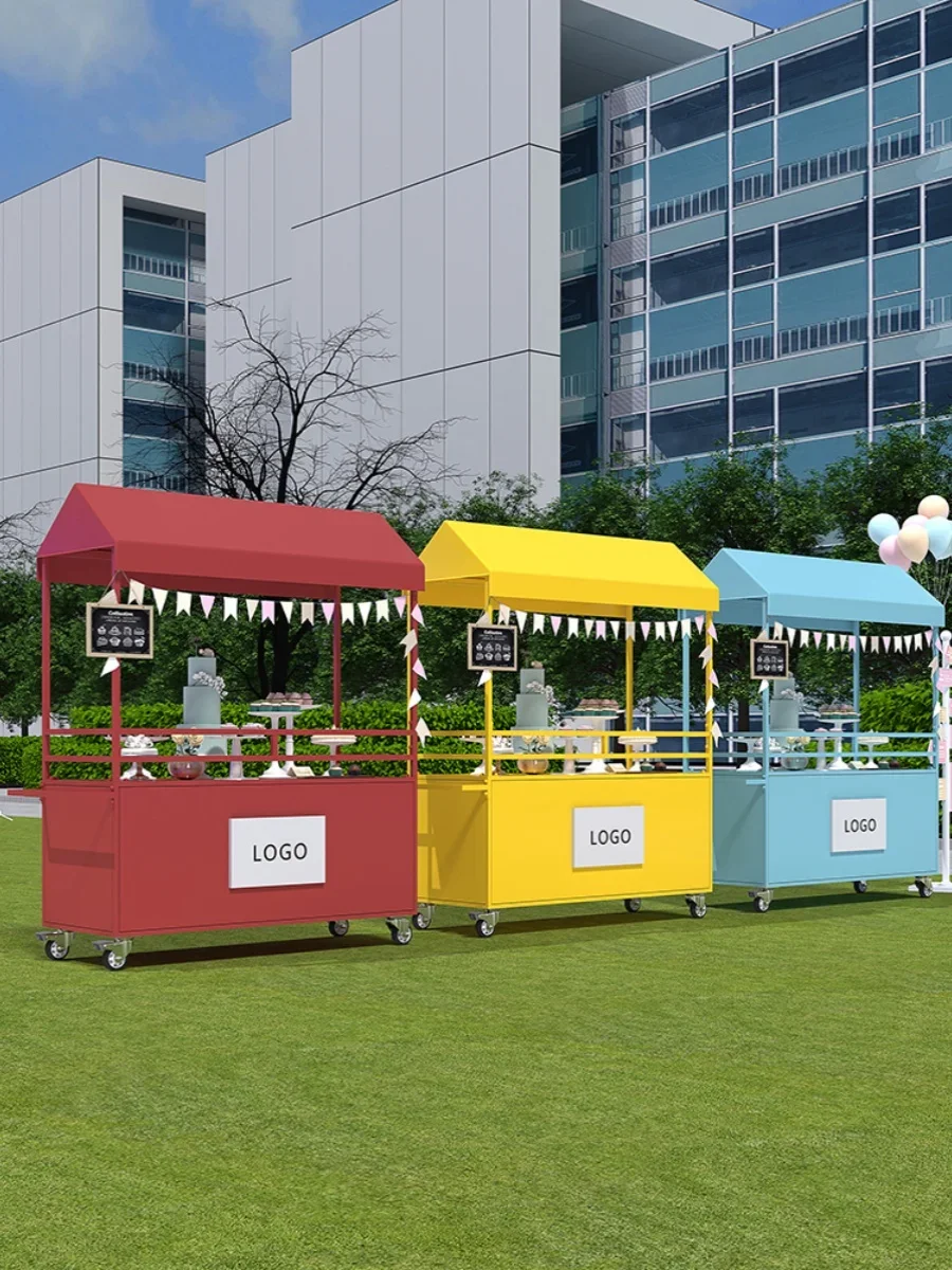 Internet celebrity stall trolley mobile stall car scenic selling car wrought iron flower car outdoor stall snack trolley