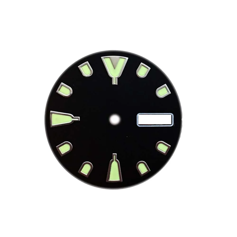 28.5mm Watch Dial for NH36 Movement C3 Green Luminous Double Calendar Dial Round Watch Face Accessories