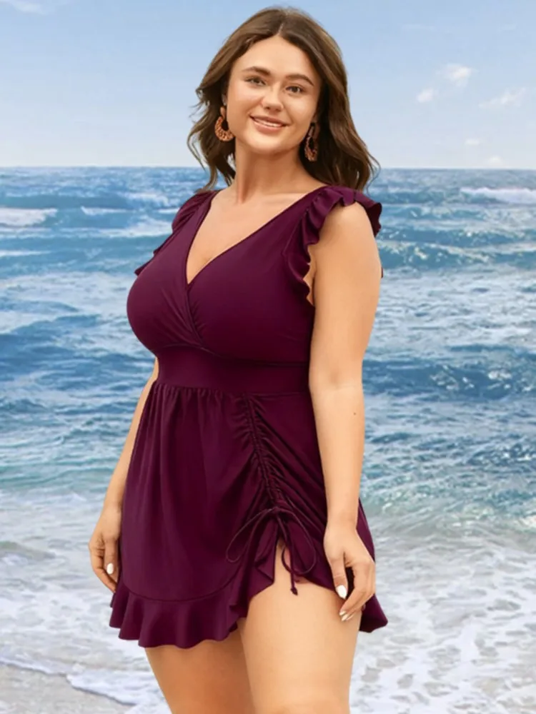 

L-5XL плюс размер бикини с высокой талией женский пуш-ап большой купальник 2026 летний Mujer купальник с контролем живота комплекты бикини