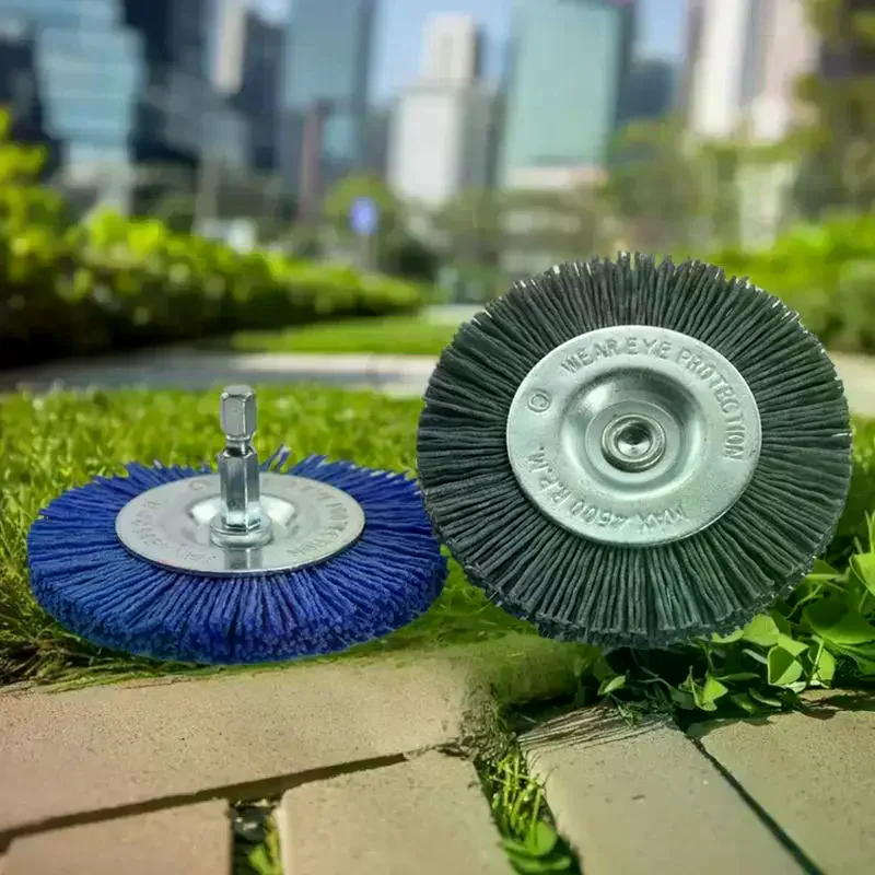 For Drill Rotary Tool Remove Rust/Corrosion/Paint Nylon Abrasive Brush Grit 80/120/180/240 Flat Abrasive Wheel Brush 1/4