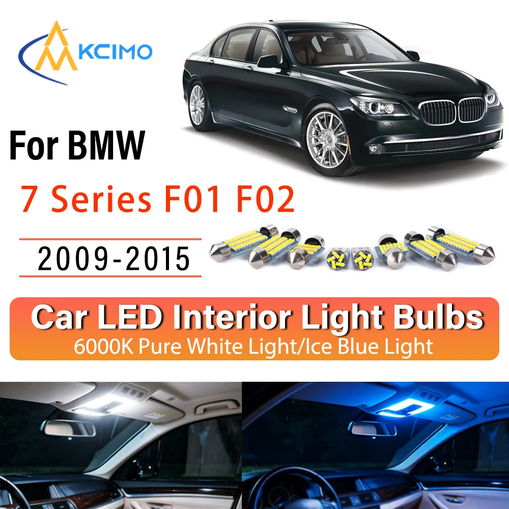 Pour BMW 	 Kit de remplacement d'éclairage intérieur LED à lueur persistante pour BMW Série 7 F01 F02 2009-2015 – Amélioration des lampes de dôme, de lecture, de coffre et de habitacle