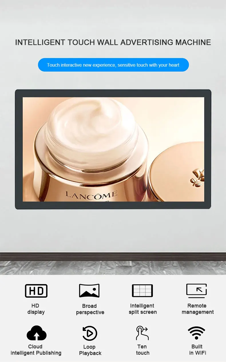 Pantalla de reproductor de publicidad Lcd de montaje en pared, tablero de menú Digital, muestra el Panel de pantalla de vídeo de tienda de señalización Digital