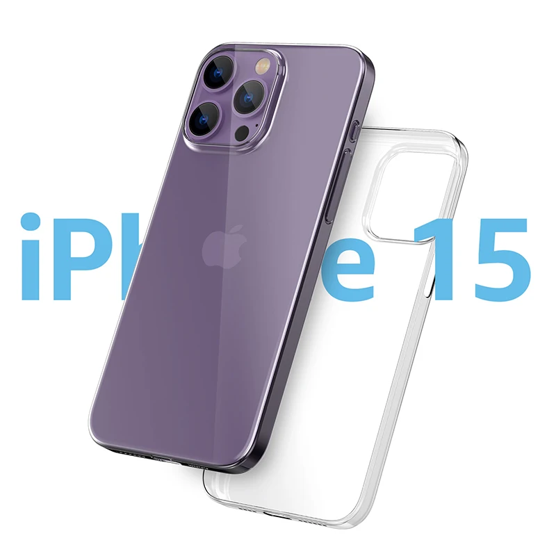 Custodia per telefono trasparente per iPhone 15 Pro Max custodia morbida in Silicone TPU per iPhone 15 Plus Cover posteriore trasparente per paraurti iPhone 15