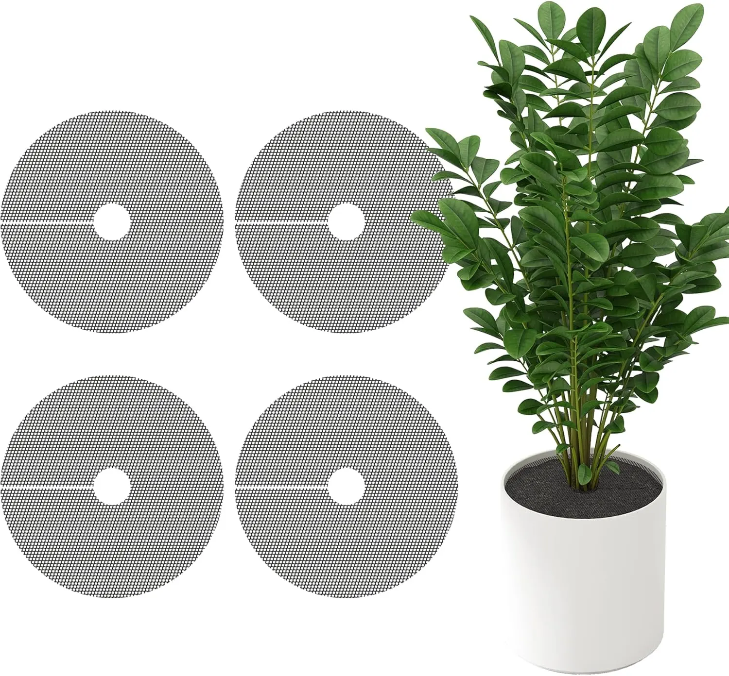 

Набор из 4 круглых сеток для цветочных горшков диаметром 15,7 дюйма — обрезаемые покрытия для почвы для защиты сада внутри и снаружи помещений от животных