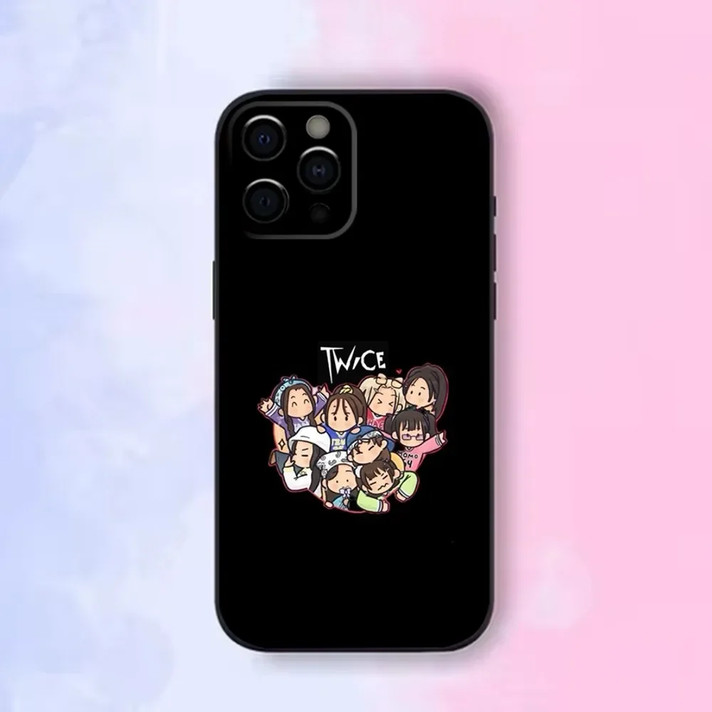 KPOP T-TWICE-S Phone Case For iPhone16,15,14,13,12 Mini 11 Pro XR,X,XS,MAX 7,8 Plus Silicone Cover Soft Black