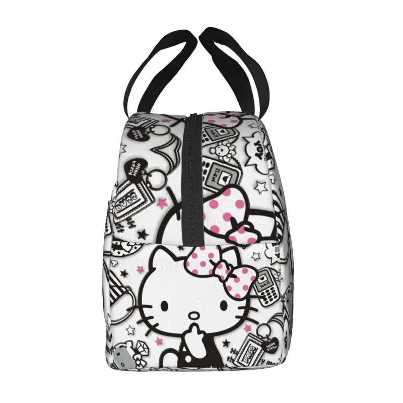 Custom Hello Kitty Lunch Bag Waterproof Cooler Thermal Insulated Bento Box For Women Kids Picnic Travel Food Tote Bags