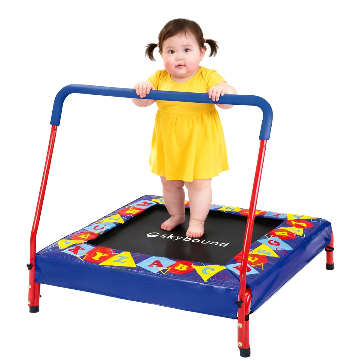 36-Zoll-Mini-Rechtecktrampolin für Kinder – Bounce-Spielmatte für den Innenbereich mit PVC-Abdeckung, Stahlrahmen und N-förmigem Griff, sichere Übung