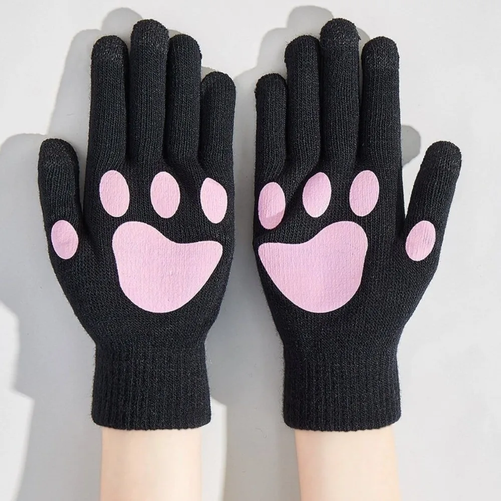 

New Cat's Paw Warm Gloves Touchable Screen Knitted Touch Screen Gloves Full Driving Mittens Unisex