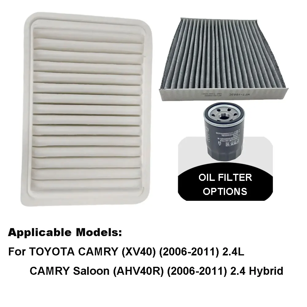 2-3pcs Filter Set For Toyota Camry  XV40 2006 2007 2008 2009 2010 2011 2.4L Engine Air Oil Filter Kit 1780128030 17801-0H050