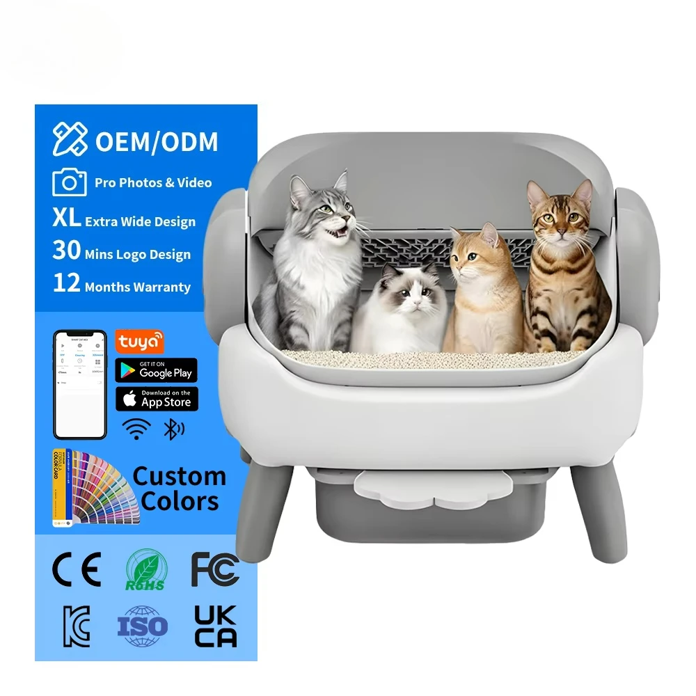 

2026 New Pro XL Widened Self Cleaning Litter Box Open Top Automatic Cat Litter Boxes App Control Spacious Design