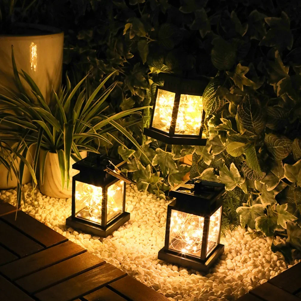 JOYINLED Vintage Flickering Hanging Lantern Bright Pathway Decoration Outdoor Palace Light Solar Lamp Waterproof Yard Garden