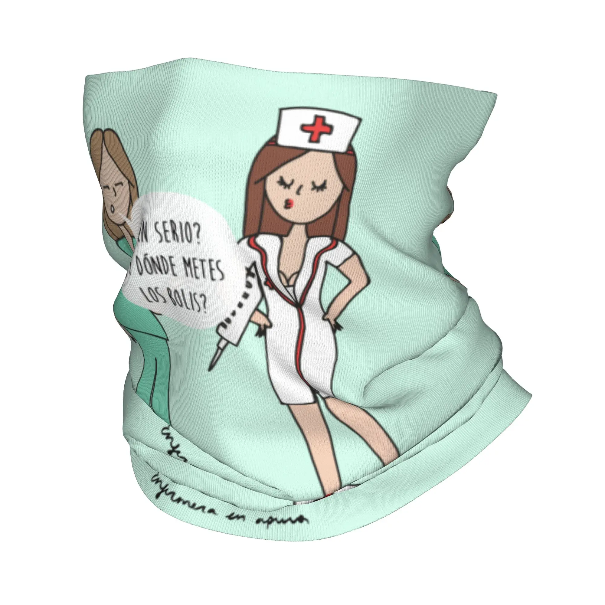 Custom Cartoon Ladies Nurse Doctor Printed Bandana Neck Gaiter for Ski Hunting Women Men Wrap Scarf  Headband Warmer