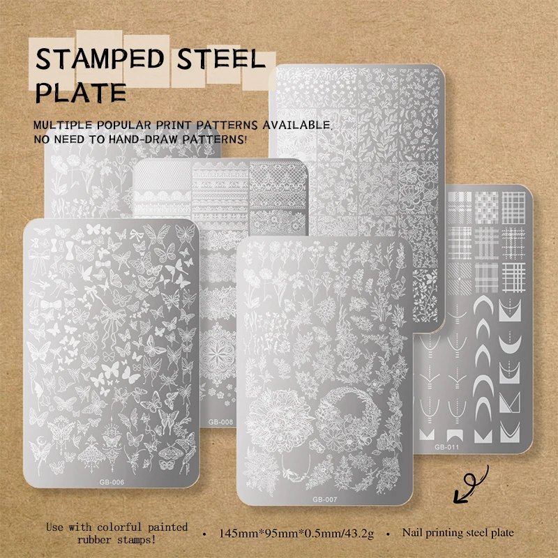 Nail Stamping Plate Plants Tree Geometry Pattern Stamp Template Nail Image Plate Stencil DIY Printing Stainless Steel Nail Tools