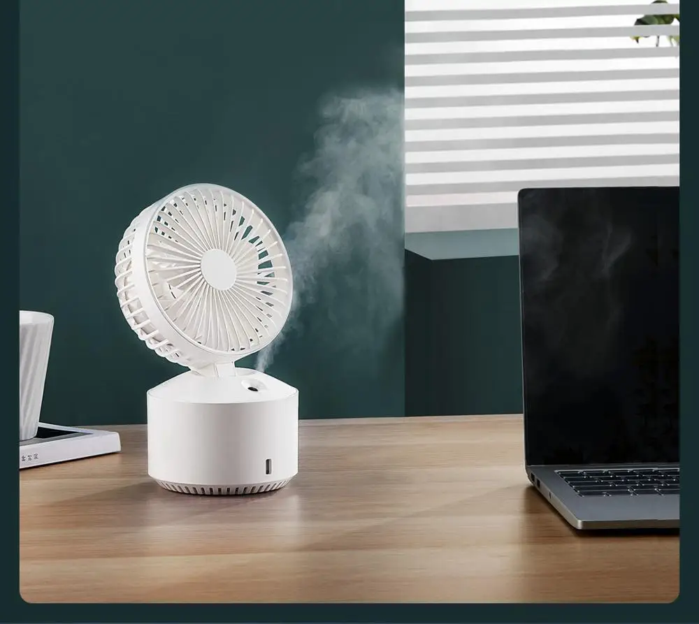 Yoyopin wellsmart 3 em 1 mini ventilador de refrigeração bladeless desktop umidificador névoa led luz da noite ventilador sem fio usb carregamento