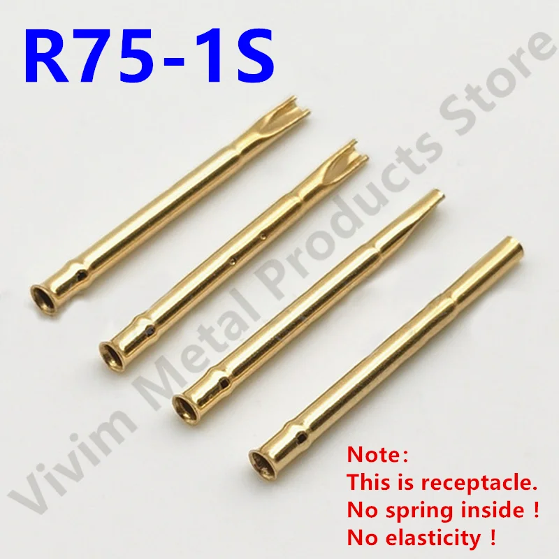 100PCS R75-1S Test Pin P75-B1 Receptacle Brass Tube Needle Sleeve Seat Solder Connect Probe Sleeve Length17.5mm Outer Dia 1.32mm