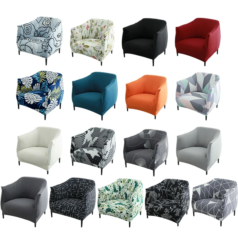 Washable Printed Tub Chair Cover Stretch Slipcover for Club Armchair Living Room Sofa Protector Couch Cover