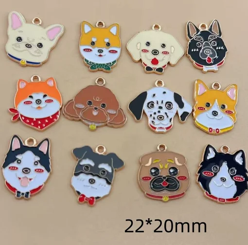 10 pcs cartoon dog Keyboard Pendant Earring Accessories DIY Keychain Bracelet Jewelry Accessories Enamel Charms Gift