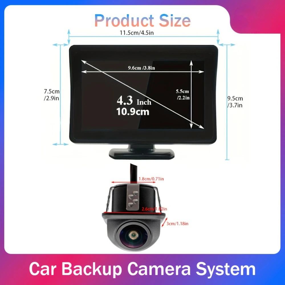 HD Backup Camera & 10.92cm Display Kit for Safer Parking- Night Vision Rearview System, Heat-Resistant for Cars,SUVs,Trucks, RVs