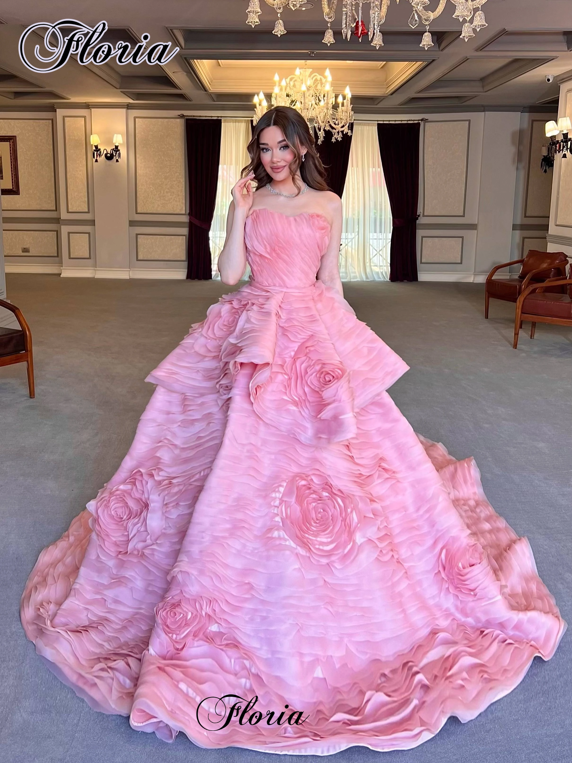 

2026 New Pink Evening Dresses Ball Gown Gorgeous Celebrity Dresses Elegant Grand Party Dresses Robes De Soirée Customized