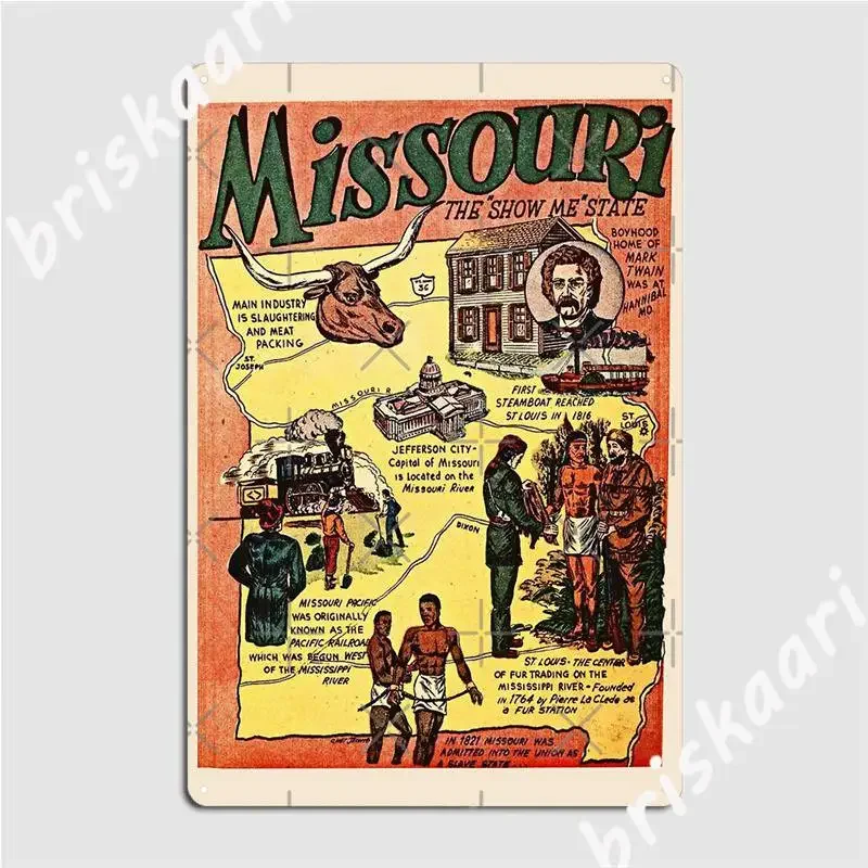 Missouri Vintage Poster Metal Signs Wall pub Kitchen personalized Plaques Tin sign Posters