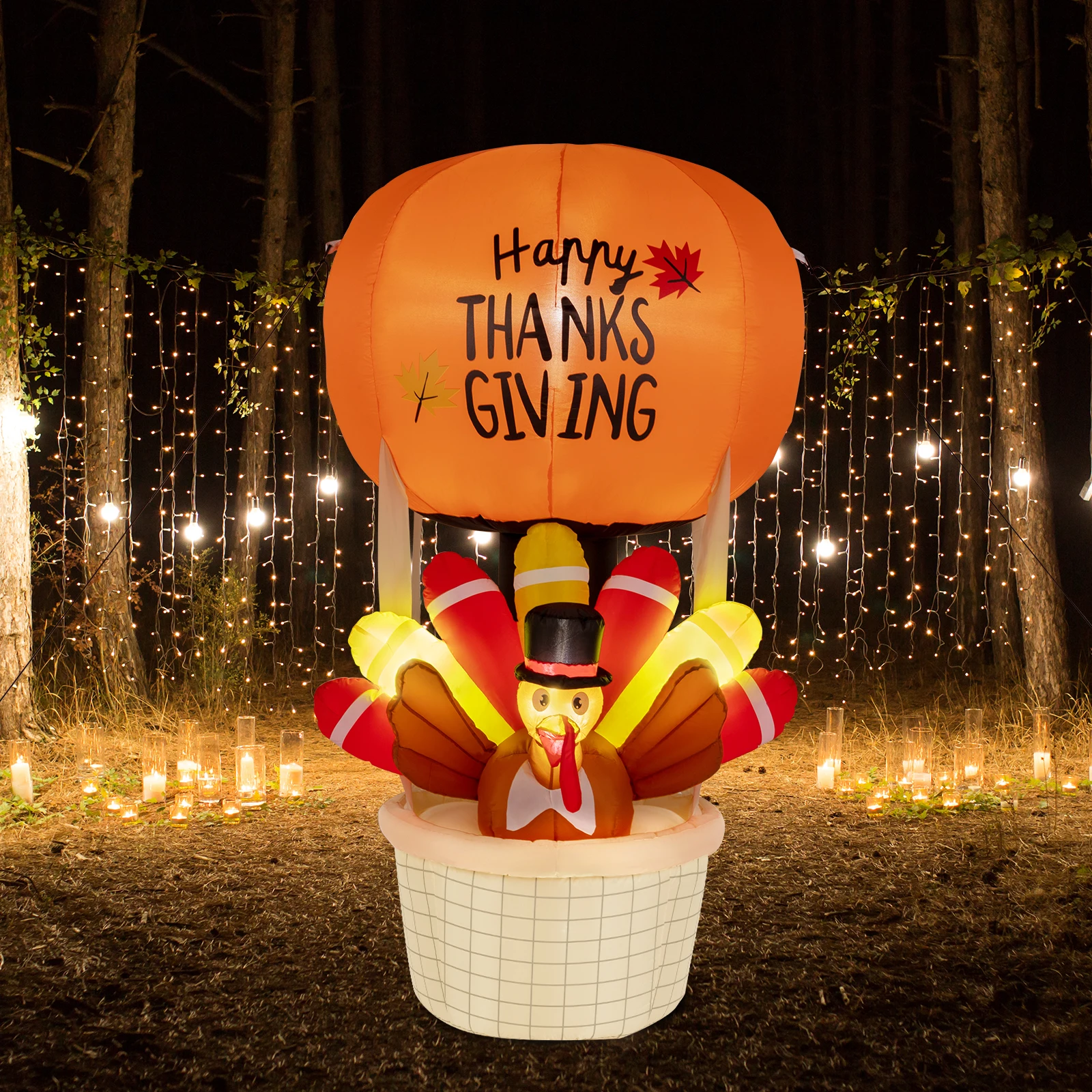 6ft 15W 5 LED Lights Turkey Hot Air Balloon Garden Turkey Decoration