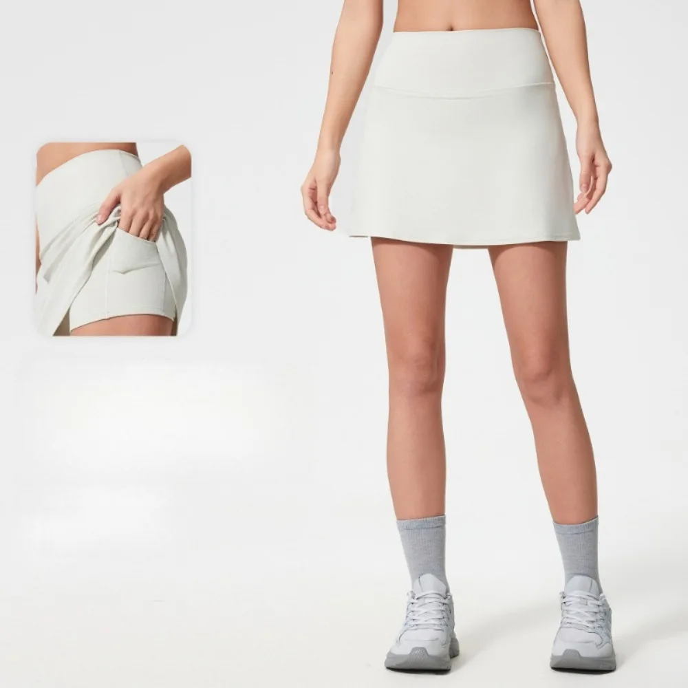 

High Belt Lining Anti-exposure Sports Skirt for Women Light Breathable Tennis Skirt Fitness Yoga Skirt