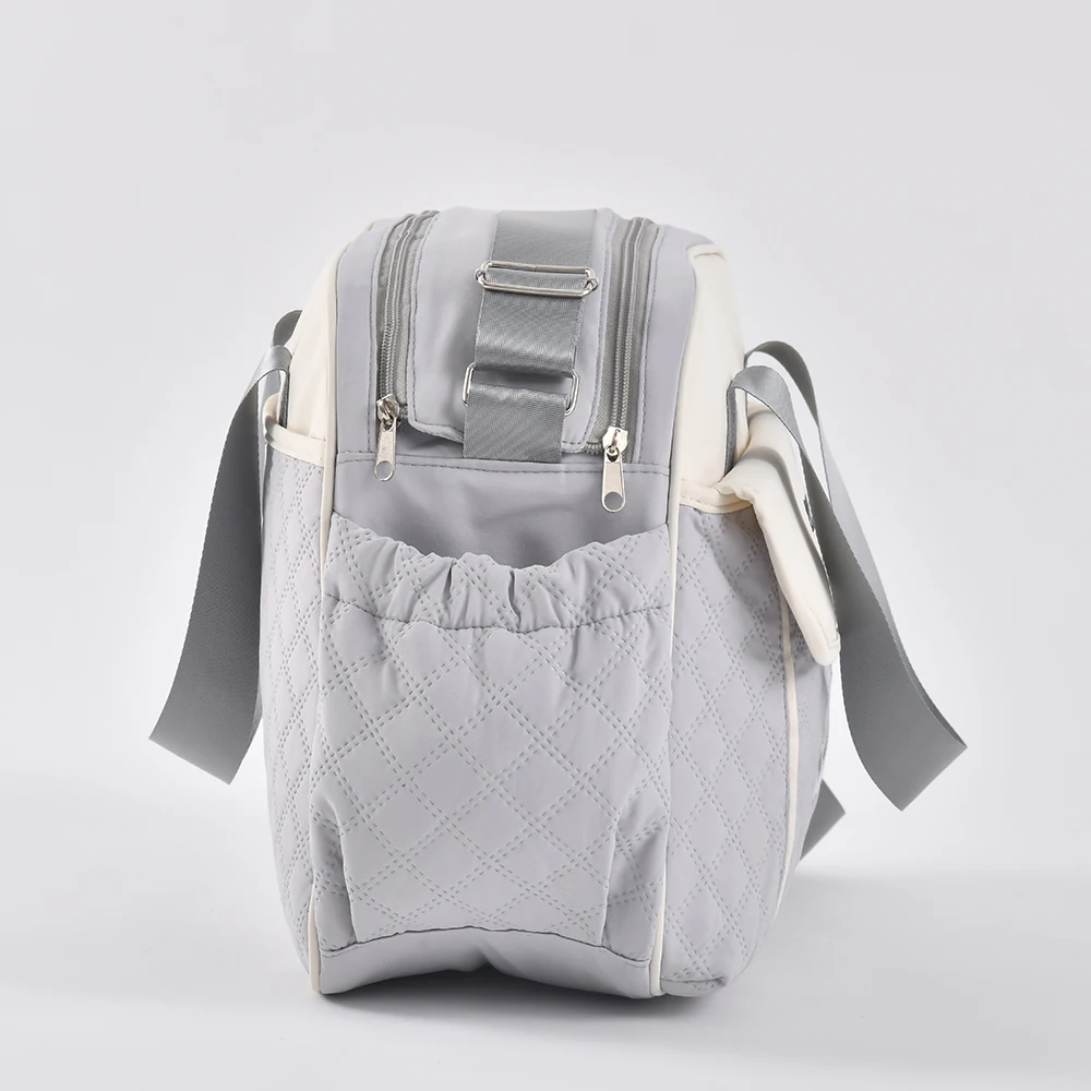 Fashionable and multifunctional one shoulder mommy bag, sewing embroidery, large capacity crossbody hand-held diaper bag