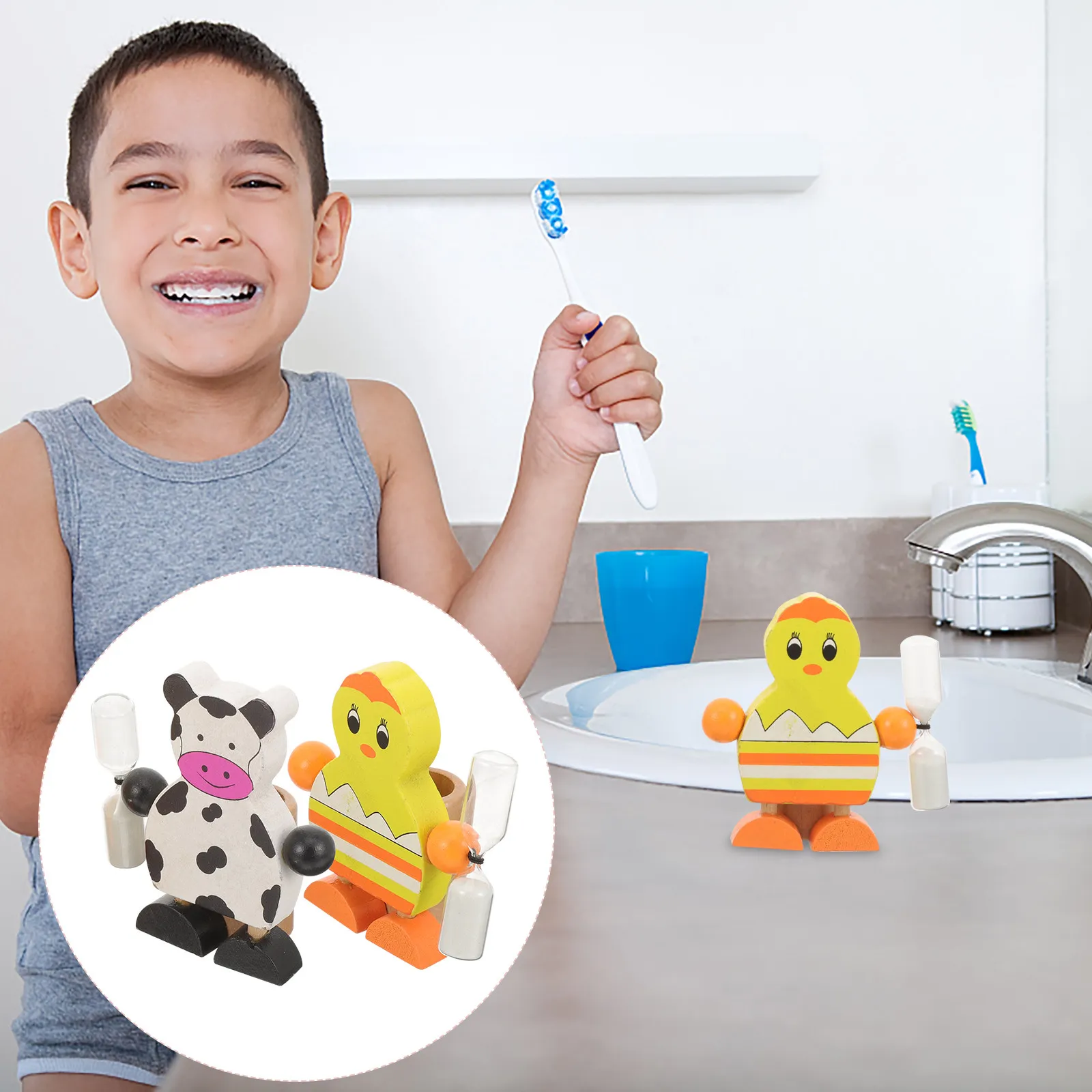 2Pcs Hourglass Timer for Kids 3 Minute Toothbrushing Timer with Holder Multi-Function Sand Clock Study Focus Tool