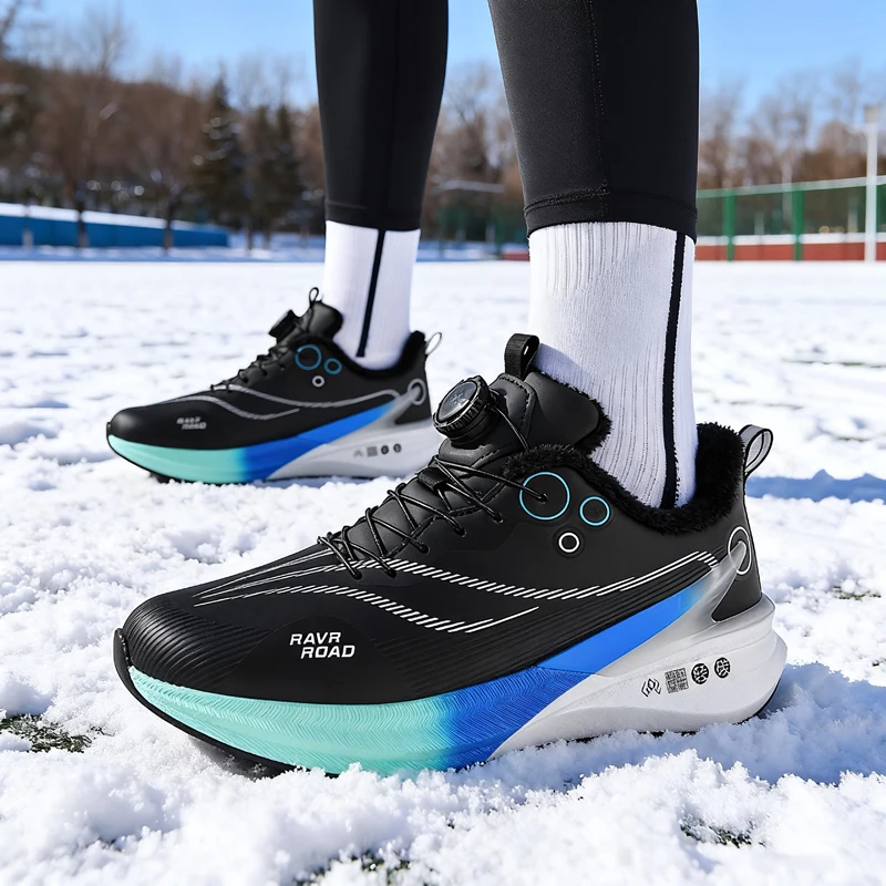 

Rotating buckle student fleece warm youth running shoes for men lightweight shock-absorbing sports shoes for women