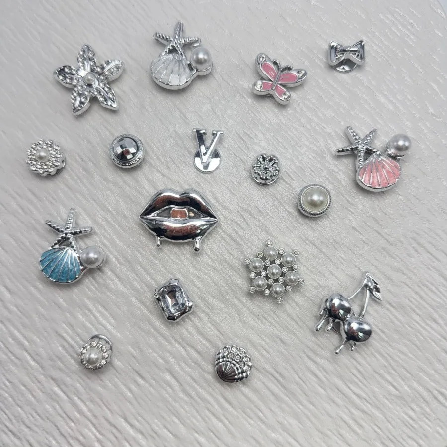 New Silver Plated Love Heart Starfish Shoe Charms Buckle 2-in-1 Integrated Design DIY Decor Accessories for Sandals Clogs Decor
