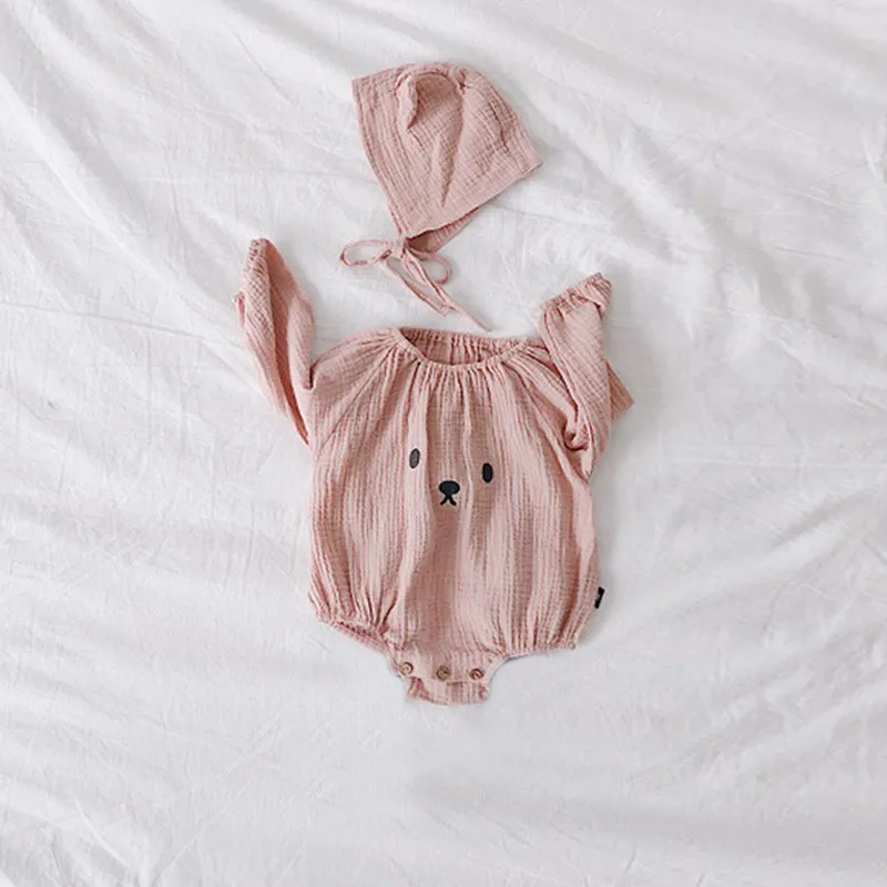 Newborn Baby Bodysuit With Hat Long Sleeve Organic Cotton Infant Girl Boy Clothing Photography Costumes Baby Girl Boy Clothes