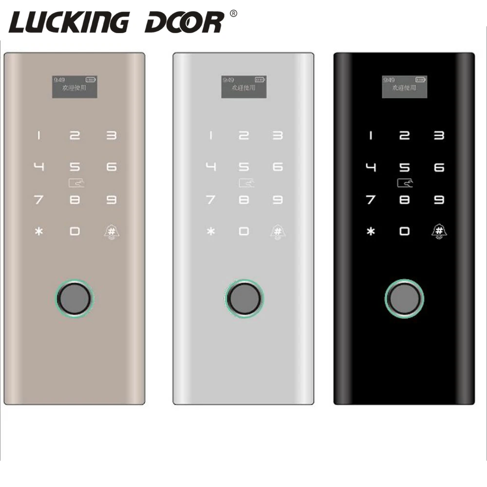 

Smart Door Fingerprint Lock Electronic Digital Gate Opener Electric RFID IC Biometric finger print security Glass Password Card