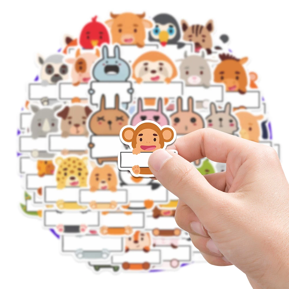 10/30/50 Stuks Grappige Leuke Cartoon Dier Naam Stickers Decals Laptop Telefoon Koelkast Reisbagage Student Awards sticker Kinderen Speelgoed