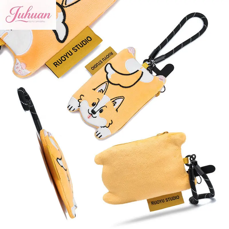 Fashion Original Design Cute Cartoon Dog Fabric Earphone Case Coin Purse Key Case Girls Wallets Sweet Kawaii Women's Pendant