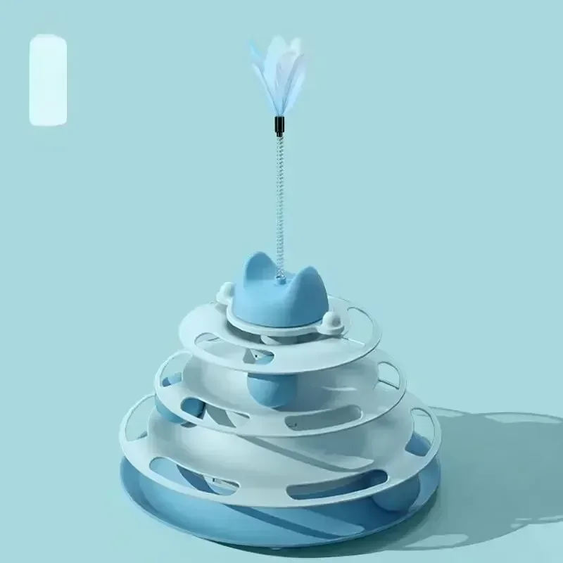 أربع طبقات لعبة القط الدورية الكرة القط لوحة تسلية التلقائي القط لعب عصا ريشة القط الدورية الكرة برج الفضاء لعبة لعبة #6