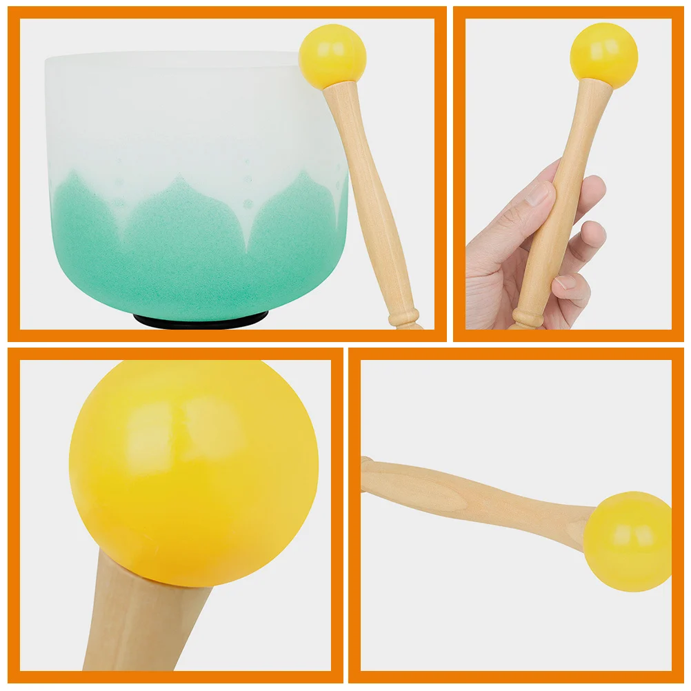 

1Set Crystal Singing Bowl Mallet Rubber Ring Wooden Handle Durable Lightweight Sound Bowl Strikers for Beginners