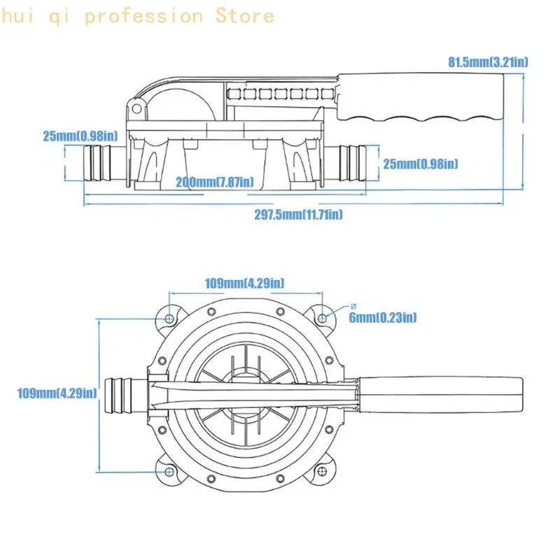 Handtransferpumpe 720GPH, manuelles Ansaugdesign mit EPDM-Dichtungskomponenten und zwei Schlauchenden H8WE – Detail 6