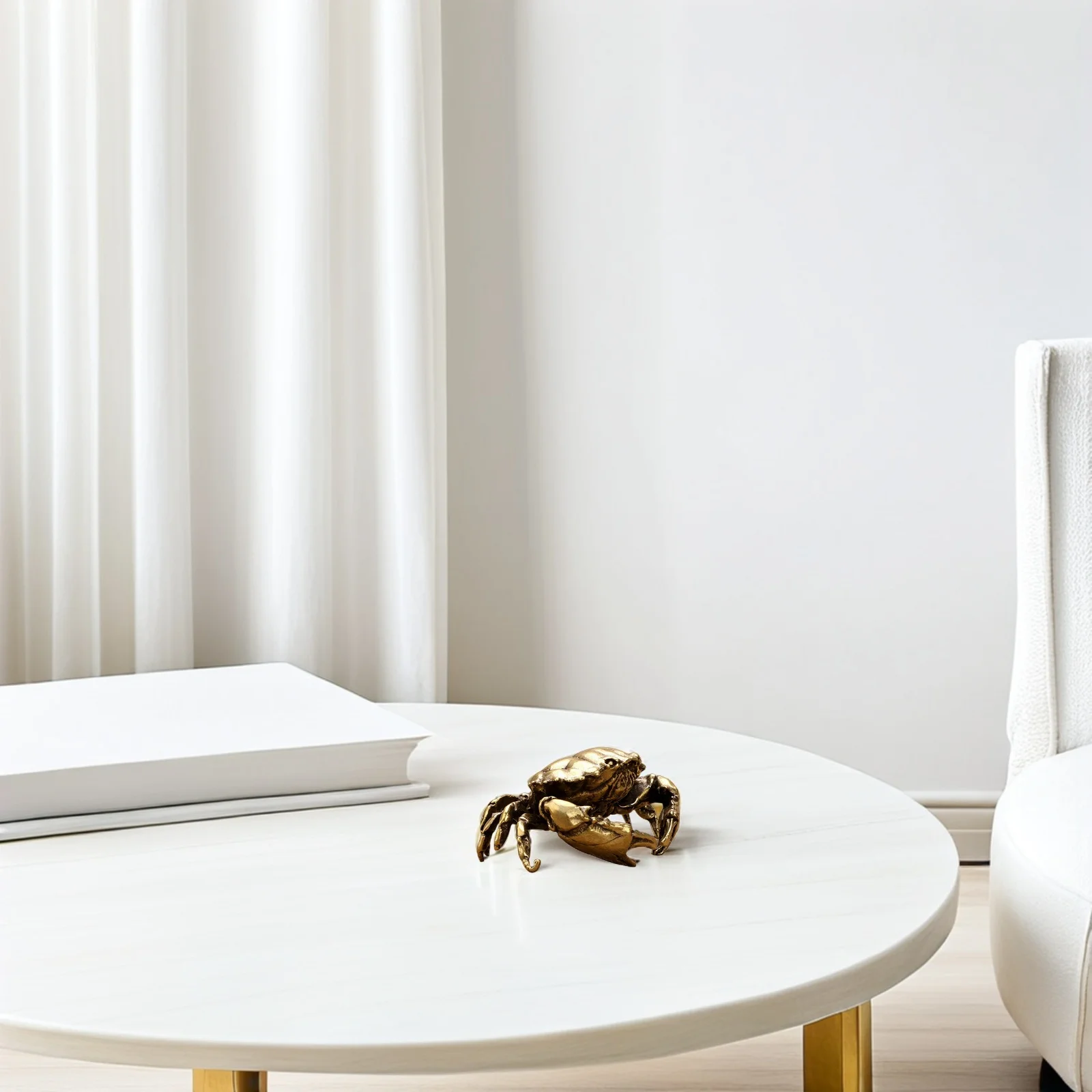 

1pc Brass Golden Desktop Ornament For Home Office Decor Vivid Crab Craft Delicate Crab Sculpture Chic Table Decoration