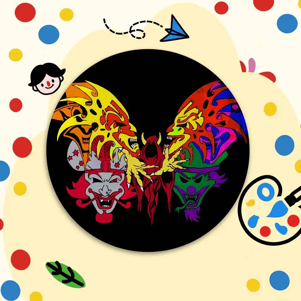 I-Insane Clown Posse Reflective Pin Tinplate Round Brooch Cartoon Cosplay Badges for Bag Hat Toys Gifts