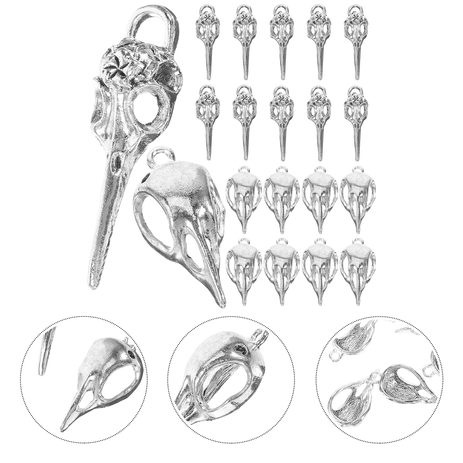 

40Pcs Gothic Skull Earrings Vintage Bird Charms Pendants for Jewelry Making Necklace Bracelet