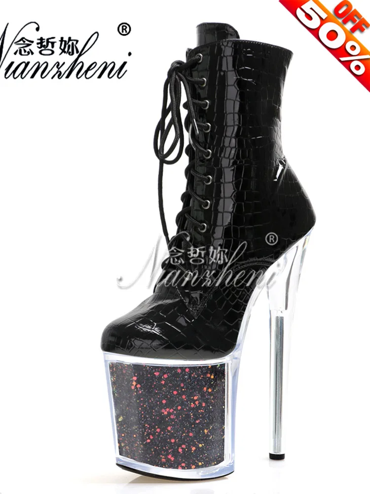 

New Style Sexy Fetish 8Inches High Heels Lace Up Stripper Gothic Pole Dance Shoes 17cm Womens Platform Ankle Boots gladiator cos