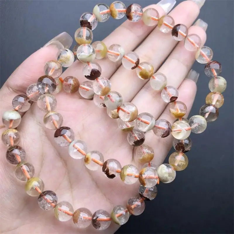 8MM Natural Flower Garden Quartz Bracelet Charms Handmade Fortune Energy Bangle Mineral Woman Amulet Jewelry Gift 1PCS